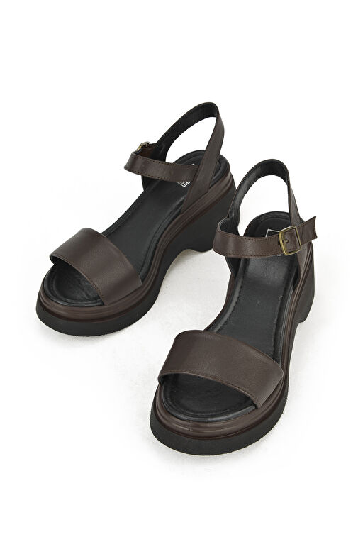 Ziya Kahverengi Kadın Deri Topuklu Sandalet 141992Z68002_300 - Görsel 5