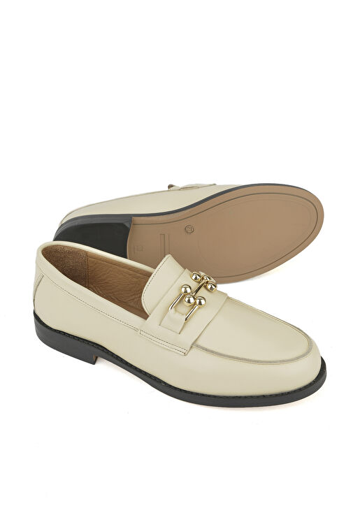 Ziya Krem Kadın Deri Klasik Ayakkabı 1411033Z24073_004 - Görsel 5