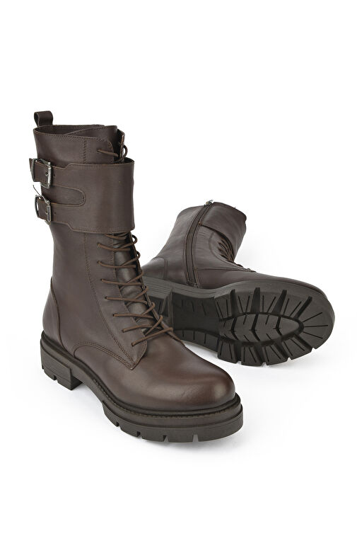 Ziya, Kadın Hakiki Deri Bot 14319Z66382 Kahve - Görsel 4