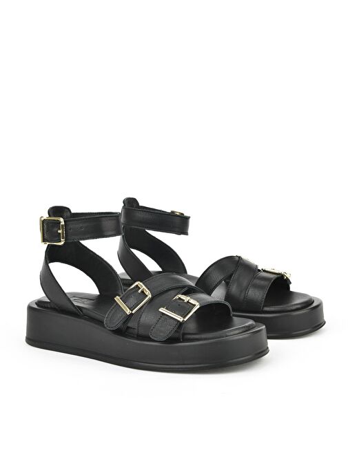 Ziya, Hakiki Deri Kadın Sandalet 1511033Z23029 Siyah - Görsel 3
