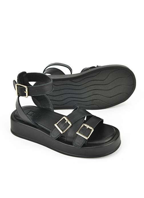 Ziya, Hakiki Deri Kadın Sandalet 1511033Z23029 Siyah - Görsel 5