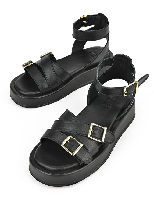 Ziya, Hakiki Deri Kadın Sandalet 1511033Z23029 Siyah - Görsel 6
