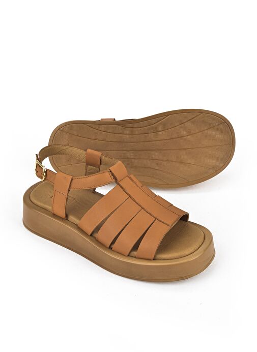 Ziya, Hakiki Deri Kadın Sandalet 1511033Z23069 Taba - Görsel 5