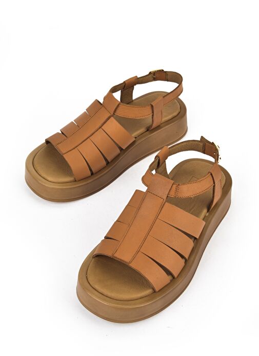Ziya, Hakiki Deri Kadın Sandalet 1511033Z23069 Taba - Görsel 6