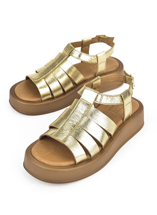 Ziya, Hakiki Deri Kadın Sandalet 1511033Z23069 Gold - Görsel 6