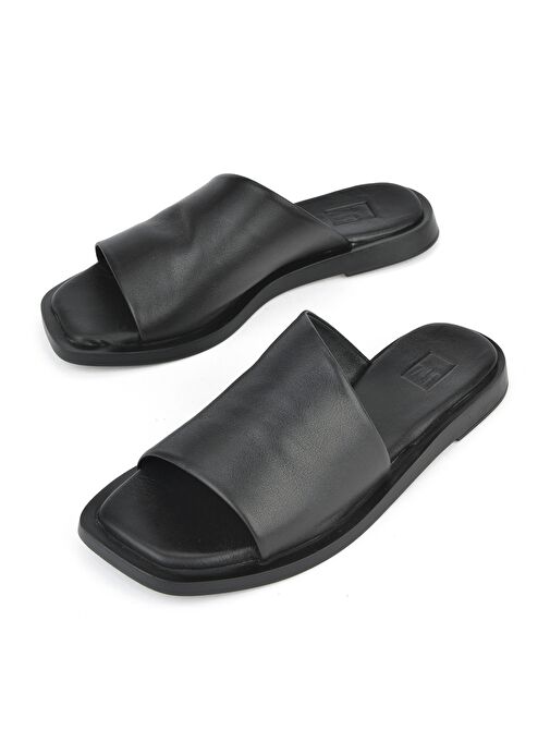 Ziya, Hakiki Deri Kadın Terlik 1511033ZFATOU Siyah - Görsel 6