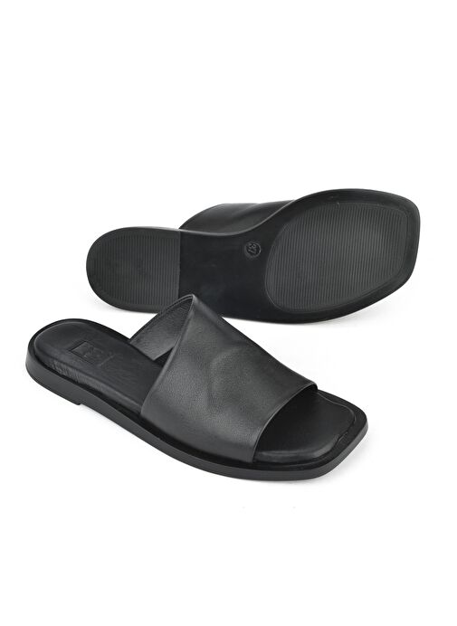 Ziya, Hakiki Deri Kadın Terlik 1511033ZFATOU Siyah - Görsel 5