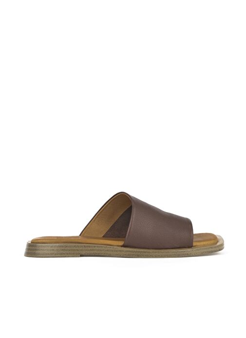 Ziya, Hakiki Deri Kadın Terlik 1511033ZFATOU Kahve - Görsel 2