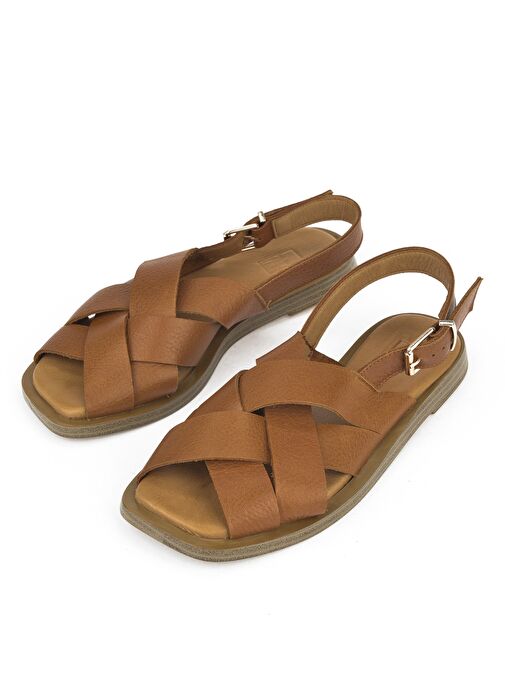 Ziya, Hakiki Deri Kadın Sandalet 1511033Z25014 Taba - Görsel 6