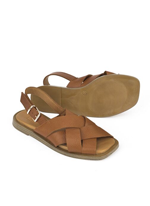 Ziya, Hakiki Deri Kadın Sandalet 1511033Z25014 Taba - Görsel 5