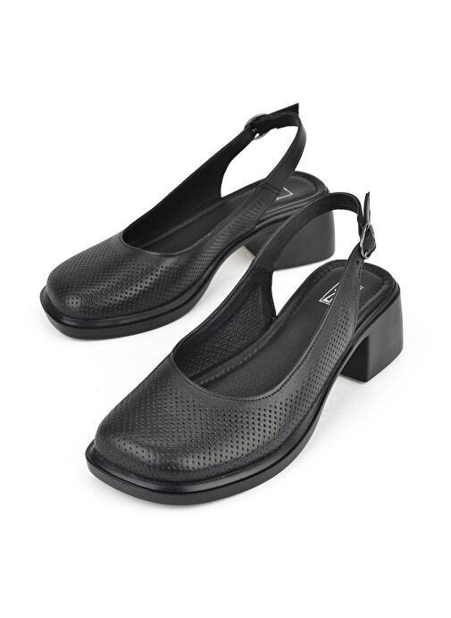 Ziya, Kadın Hakiki Deri Topuklu Sandalet 151992Z8001 Siyah - Görsel 6