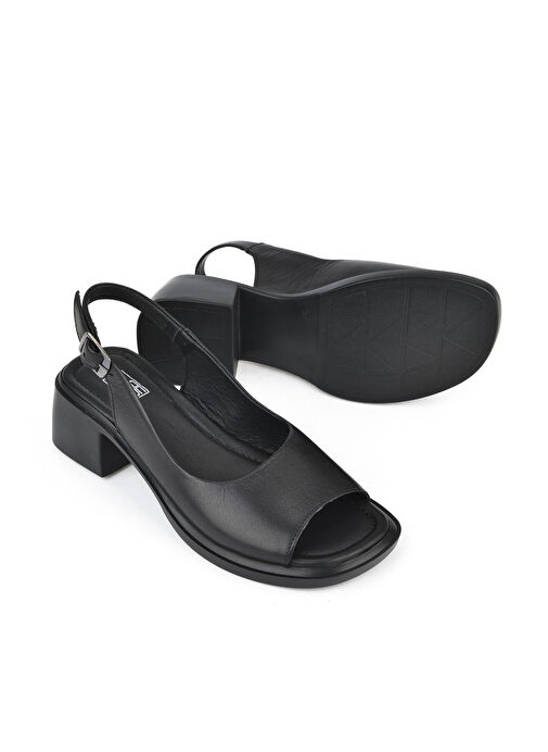 Ziya Siyah Kadın Deri Topuklu Sandalet 151992Z8004_000 - Görsel 5