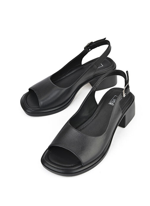 Ziya Siyah Kadın Deri Topuklu Sandalet 151992Z8004_000 - Görsel 6