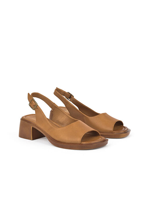 Ziya, Kadın Hakiki Deri Topuklu Sandalet 151992Z8004 Taba - Görsel 3