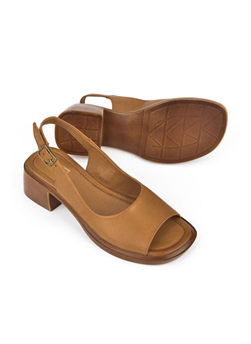 Ziya, Kadın Hakiki Deri Topuklu Sandalet 151992Z8004 Taba - Görsel 5