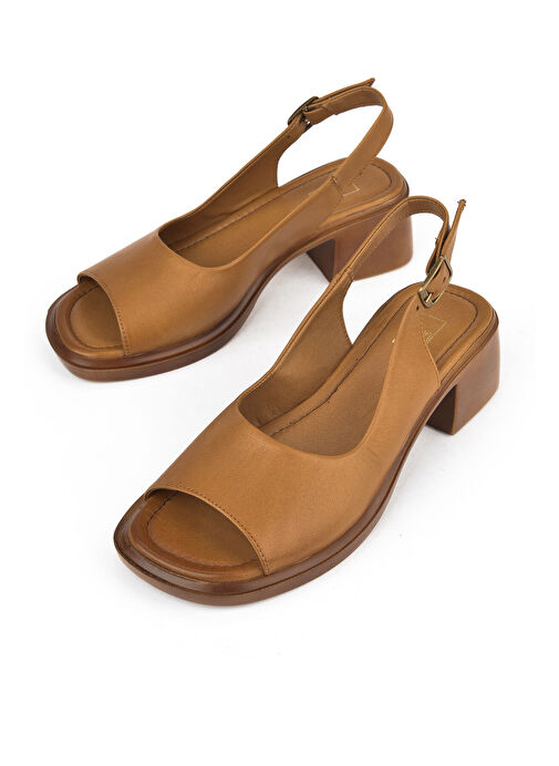 Ziya, Kadın Hakiki Deri Topuklu Sandalet 151992Z8004 Taba - Görsel 6