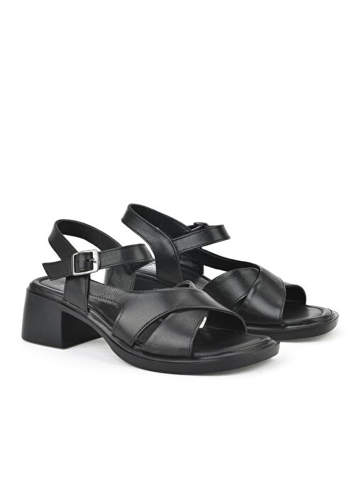 Ziya, Kadın Hakiki Deri Topuklu Sandalet 151992Z8002 Siyah - Görsel 3