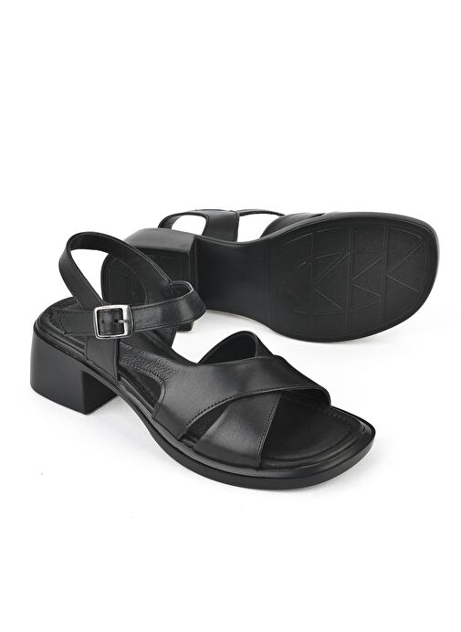 Ziya, Kadın Hakiki Deri Topuklu Sandalet 151992Z8002 Siyah - Görsel 5