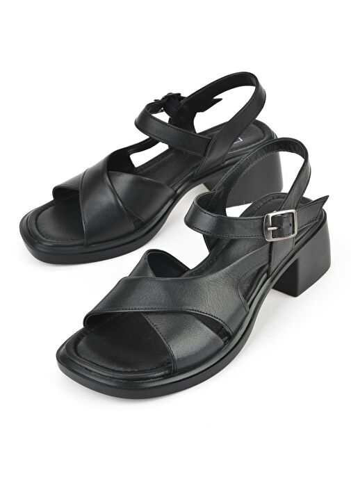 Ziya, Kadın Hakiki Deri Topuklu Sandalet 151992Z8002 Siyah - Görsel 6