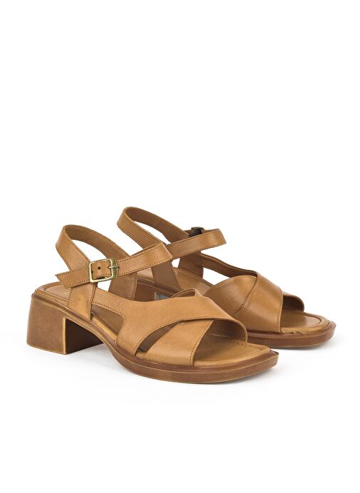 Ziya, Kadın Hakiki Deri Topuklu Sandalet 151992Z8002 Taba - Görsel 3