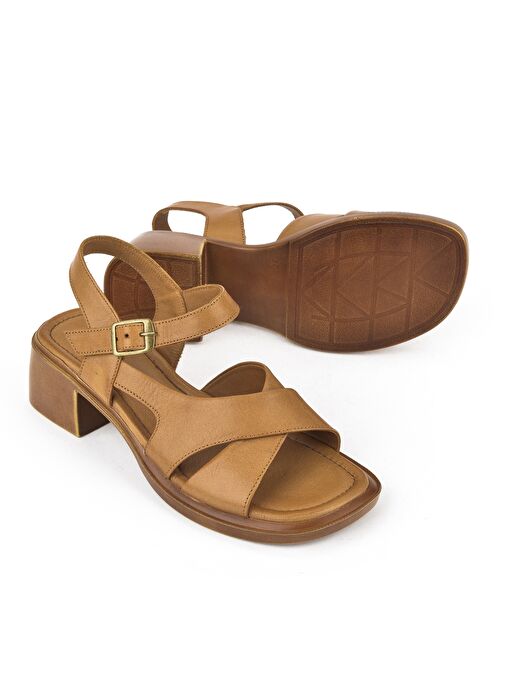 Ziya, Kadın Hakiki Deri Topuklu Sandalet 151992Z8002 Taba - Görsel 5