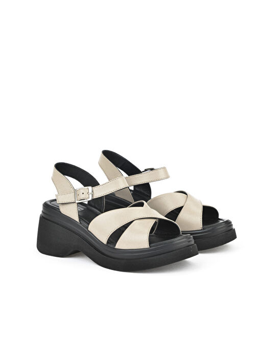 Ziya, Kadın Hakiki Deri Topuklu Sandalet 151992Z64004 Buz - Görsel 3
