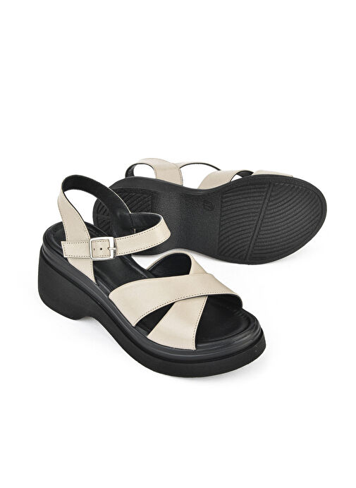 Ziya, Kadın Hakiki Deri Topuklu Sandalet 151992Z64004 Buz - Görsel 5