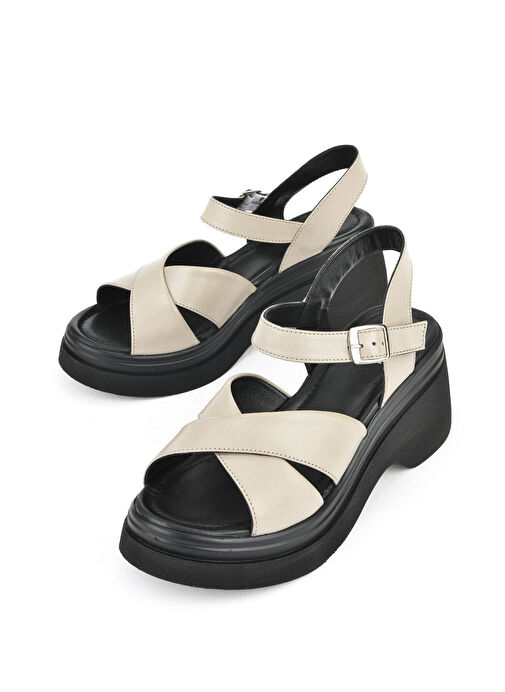 Ziya, Kadın Hakiki Deri Topuklu Sandalet 151992Z64004 Buz - Görsel 6