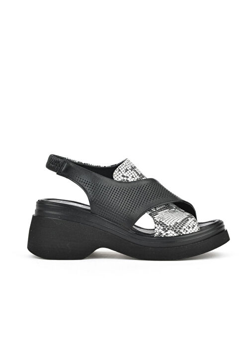 Ziya, Kadın Hakiki Deri Topuklu Sandalet 151992Z64001 Siyah - Görsel 2