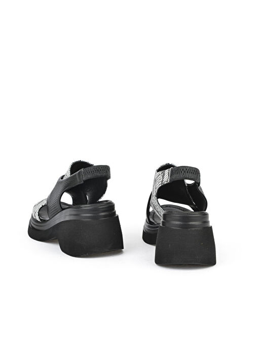 Ziya, Kadın Hakiki Deri Topuklu Sandalet 151992Z64001 Siyah - Görsel 4