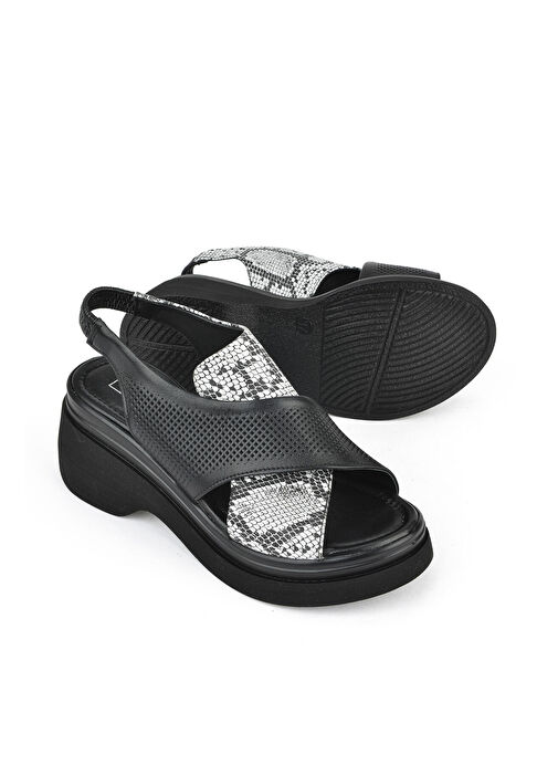 Ziya, Kadın Hakiki Deri Topuklu Sandalet 151992Z64001 Siyah - Görsel 5