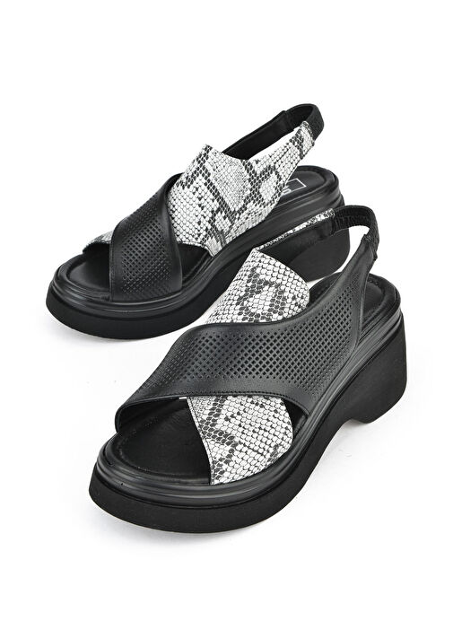 Ziya, Kadın Hakiki Deri Topuklu Sandalet 151992Z64001 Siyah - Görsel 6