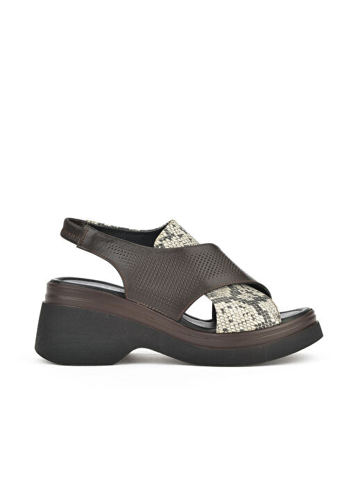 Ziya, Kadın Hakiki Deri Topuklu Sandalet 151992Z64001 Kahve - Görsel 2