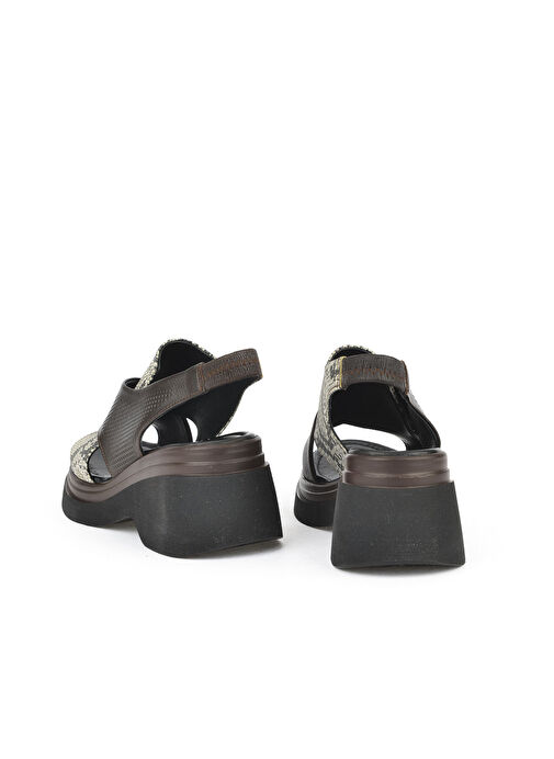 Ziya, Kadın Hakiki Deri Topuklu Sandalet 151992Z64001 Kahve - Görsel 4