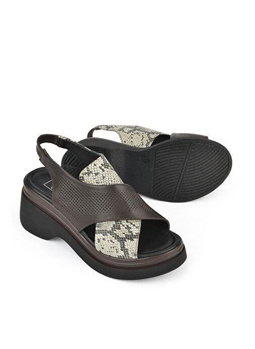 Ziya, Kadın Hakiki Deri Topuklu Sandalet 151992Z64001 Kahve - Görsel 5