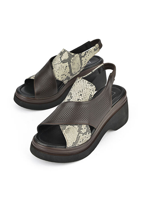 Ziya, Kadın Hakiki Deri Topuklu Sandalet 151992Z64001 Kahve - Görsel 6