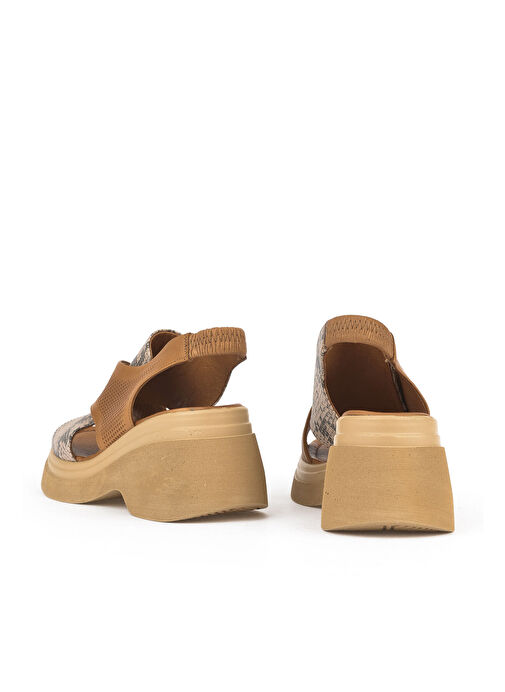 Ziya, Kadın Hakiki Deri Topuklu Sandalet 151992Z64001 Taba - Görsel 4