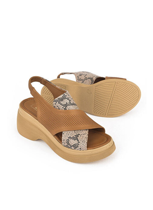 Ziya, Kadın Hakiki Deri Topuklu Sandalet 151992Z64001 Taba - Görsel 5