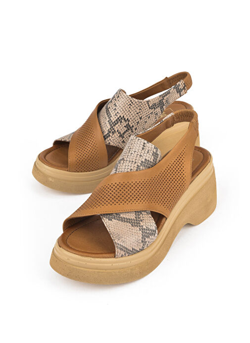 Ziya, Kadın Hakiki Deri Topuklu Sandalet 151992Z64001 Taba - Görsel 6