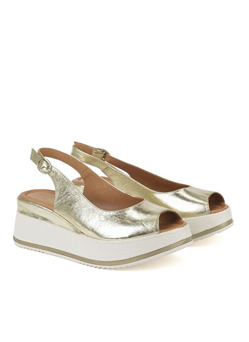 Ziya, Kadın Hakiki Deri Topuklu Sandalet 151992Z50000 Altın - Görsel 3