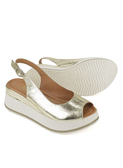 Ziya, Kadın Hakiki Deri Topuklu Sandalet 151992Z50000 Altın - Görsel 5