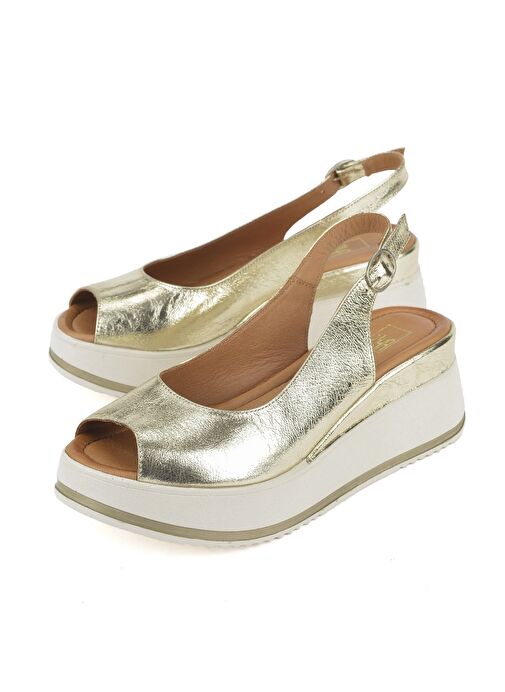 Ziya, Kadın Hakiki Deri Topuklu Sandalet 151992Z50000 Altın - Görsel 6