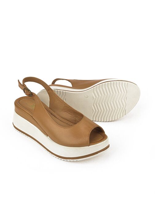Ziya, Kadın Hakiki Deri Topuklu Sandalet 151992Z50000 Taba - Görsel 5