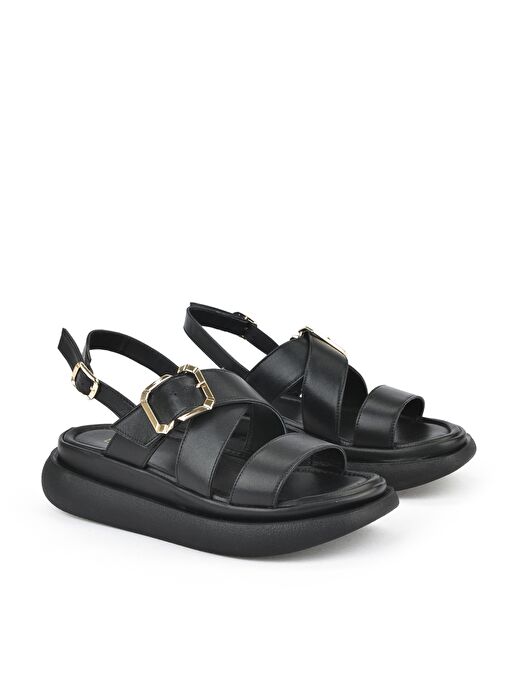 Ziya, Kadın Hakiki Deri Topuklu Sandalet 151992Z302 Siyah - Görsel 3