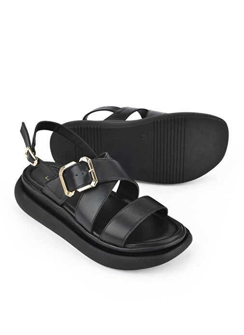 Ziya, Kadın Hakiki Deri Topuklu Sandalet 151992Z302 Siyah - Görsel 5