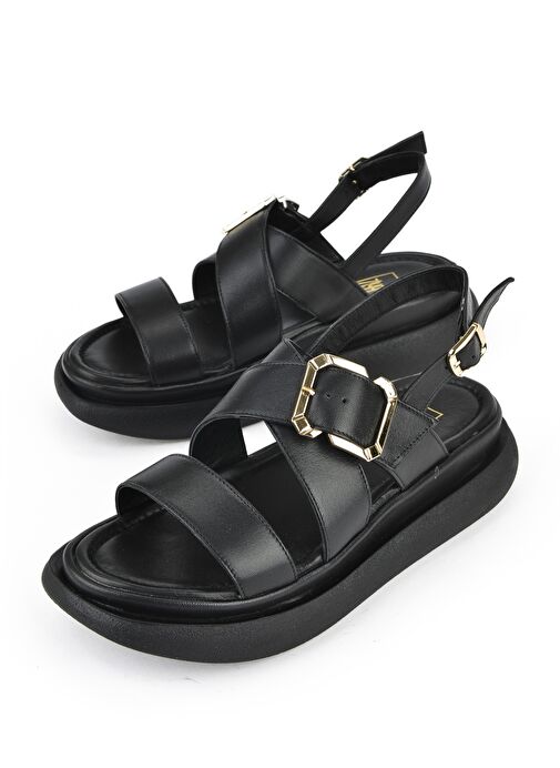 Ziya, Kadın Hakiki Deri Topuklu Sandalet 151992Z302 Siyah - Görsel 6