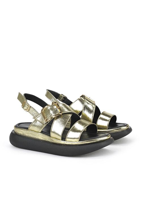 Ziya, Kadın Hakiki Deri Topuklu Sandalet 151992Z302 Altın - Görsel 3