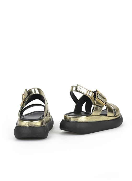 Ziya, Kadın Hakiki Deri Topuklu Sandalet 151992Z302 Altın - Görsel 4