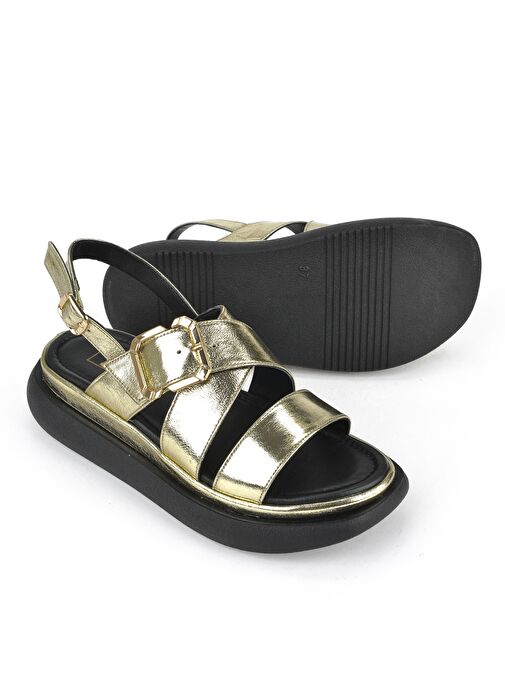 Ziya, Kadın Hakiki Deri Topuklu Sandalet 151992Z302 Altın - Görsel 5