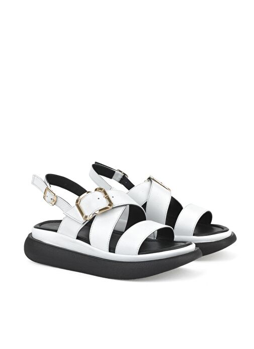 Ziya, Kadın Hakiki Deri Topuklu Sandalet 151992Z302 Beyaz - Görsel 3